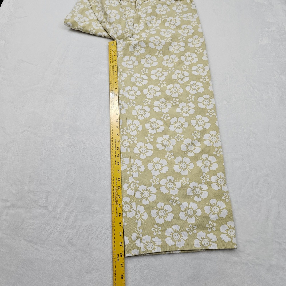 Holiday Happy Hibiscus Kokomo Pants Womens 36 Yellow Floral Smiley Wide Leg - Picture 7 of 10